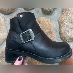 HARLEY DAVIDSON*khari Biker Moto Ankle Buckle side zip Boots 9.5M